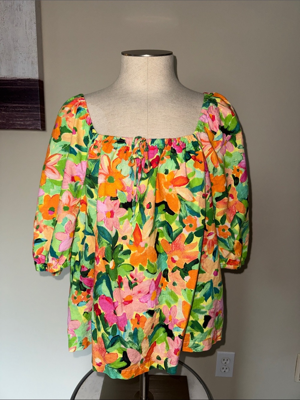 Sanctuary Floral off shoulders Puff Sleeve Top in Yellow, Pink & Green